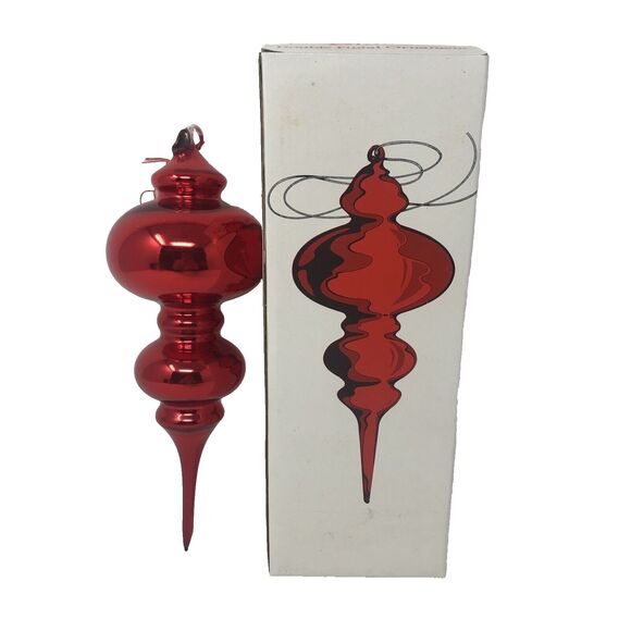 DEPARTMENT 56 Mercury Glass Double Finial Ornament VTG Red 10" with Box - Picture 1 of 11